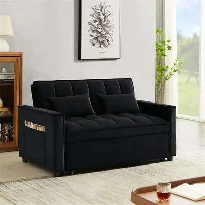 The Range Madrid Velvet 2 Seater Sofa bed - Black