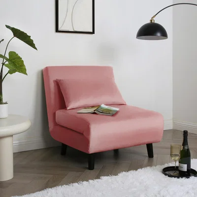 The Range Aurora Single Sofa Bed in Velvet - Pink