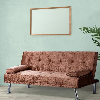 The Range Brown Stunning Crush Velvet Italian Designer Style Sofa Bed with Chrome Legs