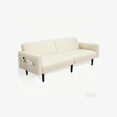 The Range Alivio 3-in-1 Convertible Velvet Sofa Bed with Adjustable Futon Couch - Cream