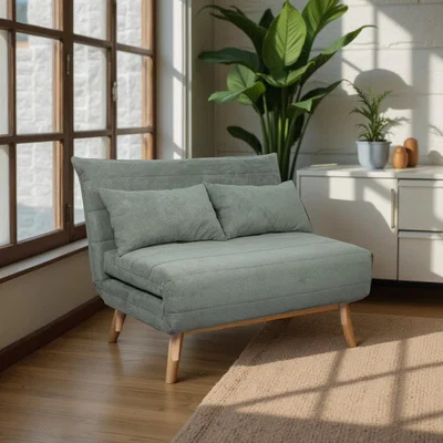 The Range Lorena Double Clic Clac Sofa Bed Upholstered Home Living   - Sage Green