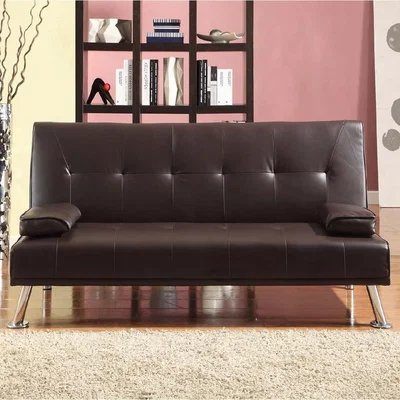 The Range Brown Italian Faux Leather Sofa Bed - Brown