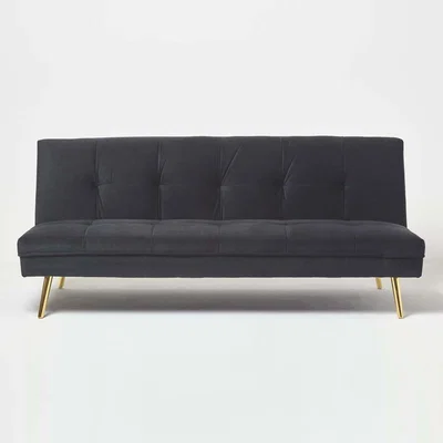 The Range Laurie Velvet Large 3 Seater Sofa Bed - Black