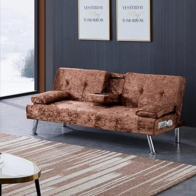 The Range Crush Velvet Verona Bluetooth Sofa Bed - Brown