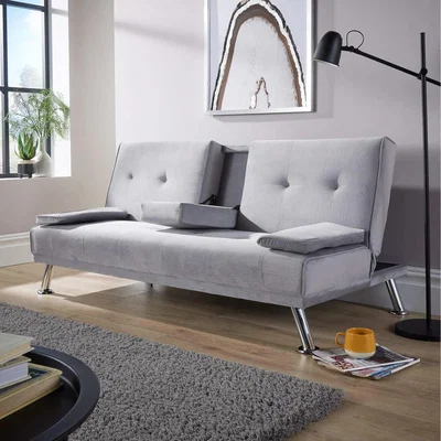 The Range Luna Velvet Sofa Bed - Grey