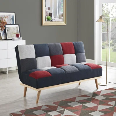 The Range Patch 3 Seater Patchwork Fabric Red Grey Charcoal Clic Clac Sofabed - Multi