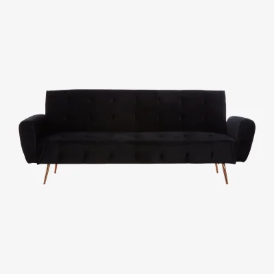 The Range Hayton Black Velvet Sofa Bed - Black