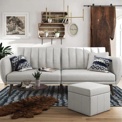 The Range NG Brittany Sofa Bed - Light Grey Linen / Particle Board Wood Metal Plastic Foam Linen