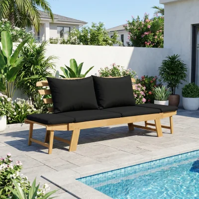 The Range Convertible Patio Sofa Bed - Black