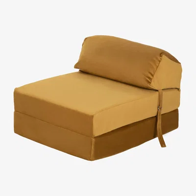 The Range Premium Velvet Single Folding Z Bed Sofa Chair Futon Mattress  - Tumeric