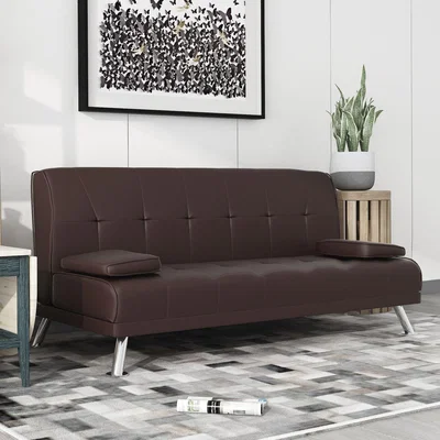 The Range WestWood Faux Leather Chunky Sofa Bed - Brown