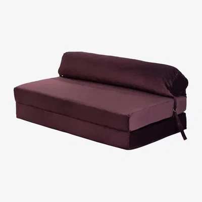 The Range Premium Velvet Double Folding Z Futon Mattress - Aubergine
