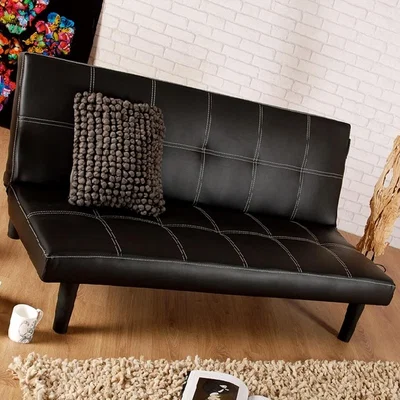 The Range Single Faux Leather Sofa Bed in Black