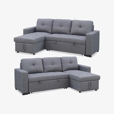 The Range Newport Fabric Corner Large 3 Seater Sofa Bed with Storage - Grey
