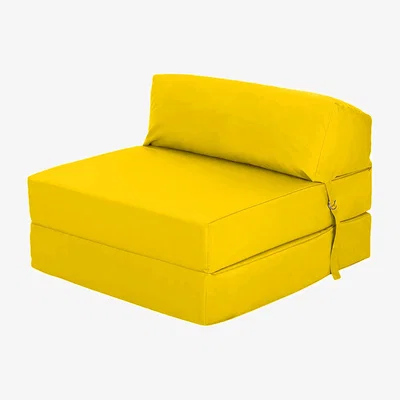 The Range Single Folding Z Bed Sofa Chair Futon Mattress with Headrest - Yellow