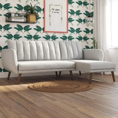 The Range NG Brittany Sectional Sofa Bed - Light Grey Linen