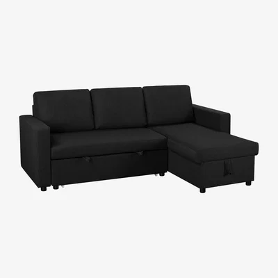 The Range L-Shaped Sofa Bed with Pull Out Storage - Black