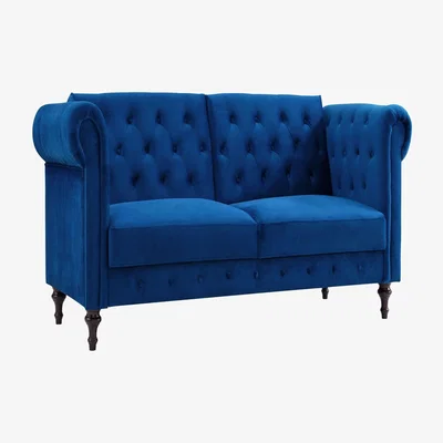 The Range Colin 3 Seater Sofa Bed Chesterfield Design Velvet Fabric - Blue Velvet