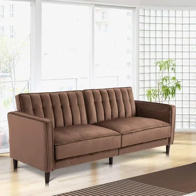 The Range Metal Frame Sofa Bed Convertible Recliner - Brown
