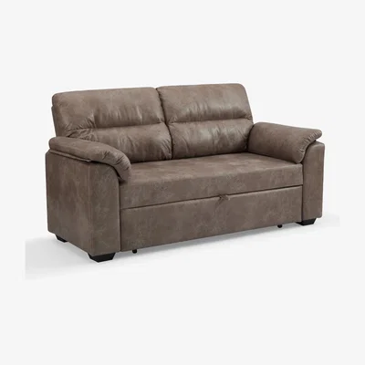 The Range Harley 2 Seater Faux Leather Pull Out Sofa Bed - Brown Faux Leather