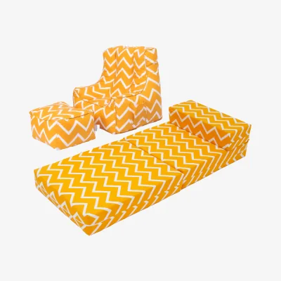 The Range Kids Sofa Bed and Bean Bag Chair with Footstool - Zigzag