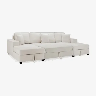 The Range Milian Corner U Shape Sofabed With Storage - Beige