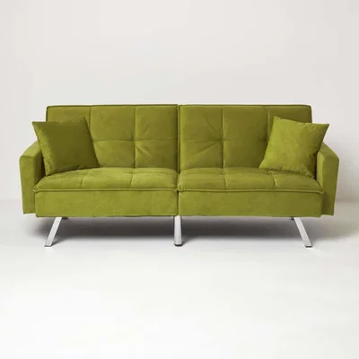 The Range Monty Velvet Large 3 Seater Sofa Bed - Olive Green