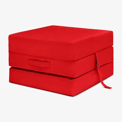 The Range Single Tri Folding Z Bed Mattress with Carry Handle - Red