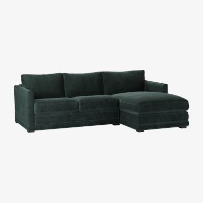 Sofa.com Aissa Small RHF 2 Seat Chaise Sofa Bed in Smokey Green Cashmere Velvet