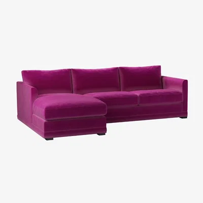 Sofa.com Aissa Medium LHF Chaise Sofa in Peony Cotton Matt Velvet - sofa.com