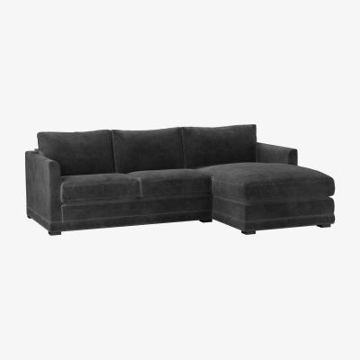 Sofa.com Aissa Small RHF 2 Seat Storage Chaise Sofa Bed in Raven Speckled Chenille