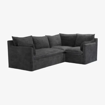 Sofa.com Anders Left Hand Two Seat Sofa Bed with Right Hand Single Unitin Raven Speckled Chenille