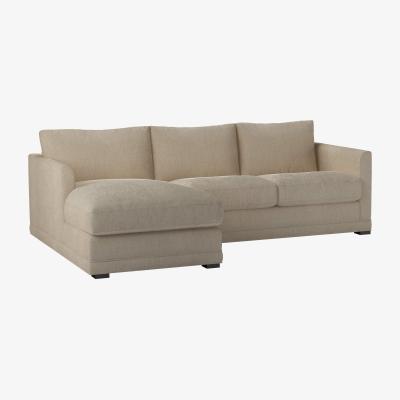 Sofa.com Aissa Small LHF 2 Seat Chaise Sofa Bed in Cashew Baylee Viscose Linen