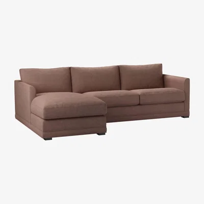 Sofa.com Aissa Medium LHF 2.5 Seat Chaise Sofa Bed in Pinot Noir Norfolk Cotton