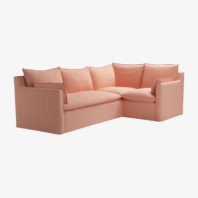 Sofa.com Anders Left Hand Two Seat Sofa Bed with Right Hand Single Unitin Sakura Pink Organic Smart Cotton