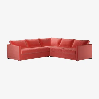 Sofa.com Aissa Medium LHF 2.5 Seat Corner Sofa Bed in Dusty Rose Cotton Matt Velvet