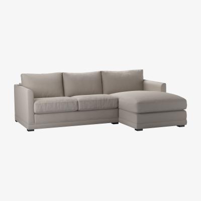 Sofa.com Aissa Small RHF 2 Seat Chaise Sofa Bed in Stone Brushed Linen Cotton