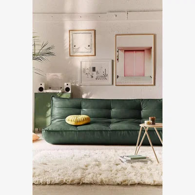 Urban Outfitters Greta XL Green Faux Leather Sofa Bed - Green ALL at Urban Outfitters
