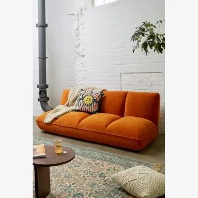 Urban Outfitters Theo Orange Velvet XL Sofa Bed - Orange ALL at Urban Outfitters