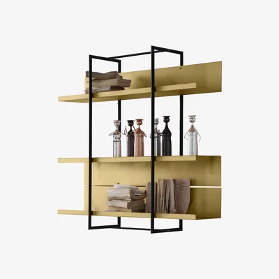 Amara Zanetto - Wall Mounted Bookcase - Satin Brass