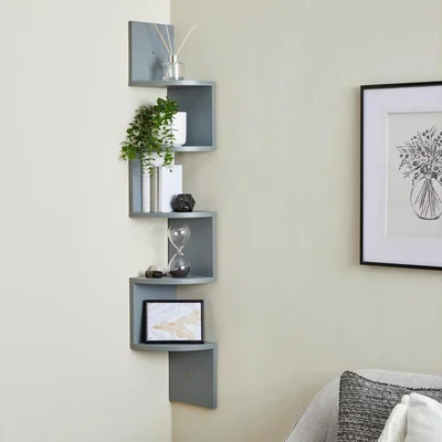 Dunelm Corner Wall Mounted Shelving Unit Grey