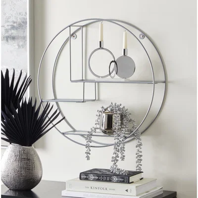 Dunelm Circle Shelf Silver Glass Silver