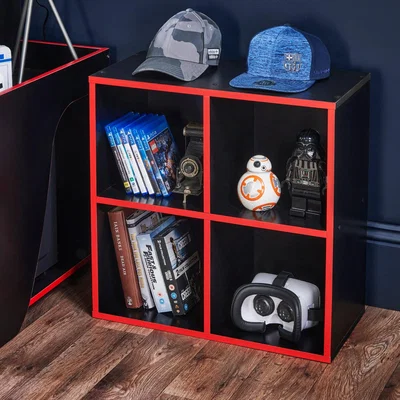 Dunelm Black 4 Cube Storage Unit Red