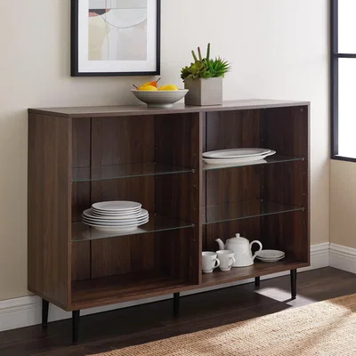 Furniture123 48 Mid Century Modern Bookcase - Dark Walnut