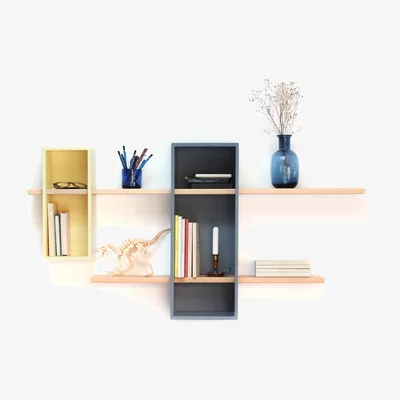 Made in Design Max Shelf - / Double - 2 compartments + 2 shelves by Compagnie Yellow/Grey