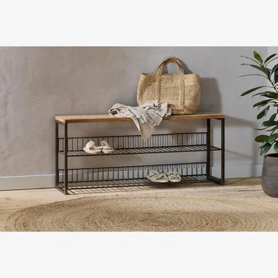 Nkuku Nkuku Kiyoma Iron & Wood Low Standing Shelves | Storage Furniture | Natural