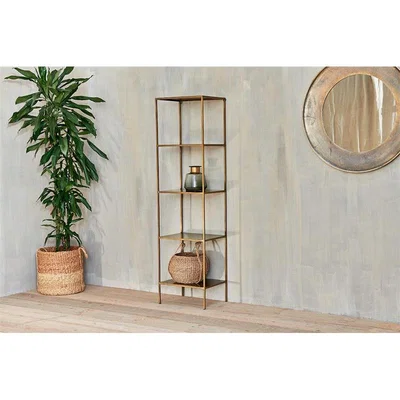 Nkuku Nkuku Mahi Shelving Unit | Furniture | Gold | 170 x 46 x 36 cm