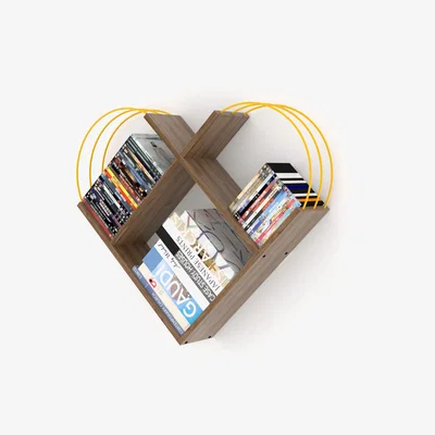 The Range Vivense Case Heart Shelf - Walnut and Yellow - Yellow