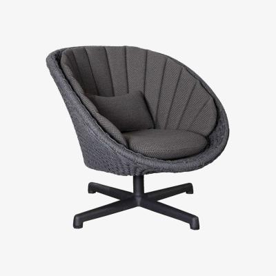 Barker and Stonehouse Cane-line Peacock Dark Grey Lounge Swivel Chair with Cushion Set | Barker & Stonehouse