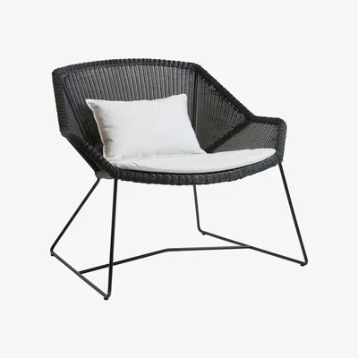 Barker and Stonehouse Cane Line Breeze Lounge Chair With Cushions, Black | Barker & Stonehouse